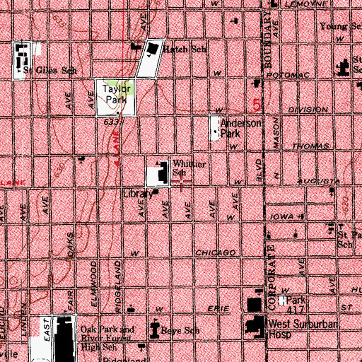 Topographic Map of Oak Park Fire Department Station 2, IL