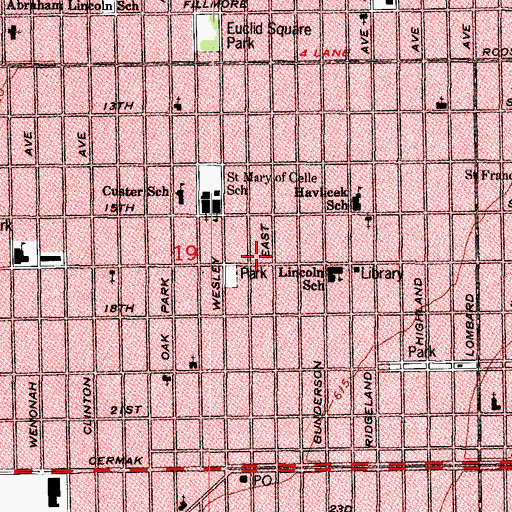 Topographic Map of Berwyn Fire Department Station 2 North, IL