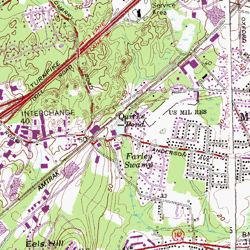 Topographic Map of Quirks Pond, CT