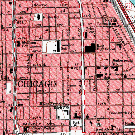 Topographic Map of Chicago Engine Company 45, IL
