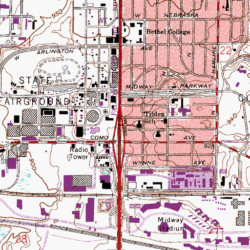 Topographic Map of Tilden Park, MN