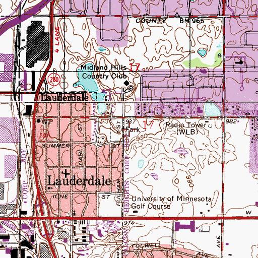 Topographic Map of Lauderdale Community Park, MN