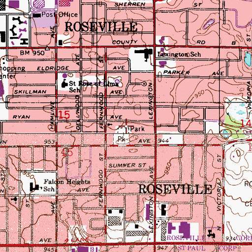 Topographic Map of Bruce Russell Park, MN