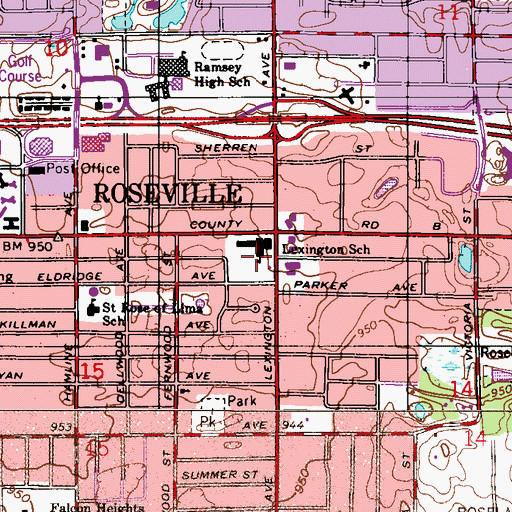 Topographic Map of Lexington Park, MN