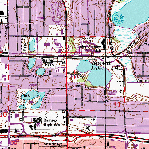 Topographic Map of Central Park, MN