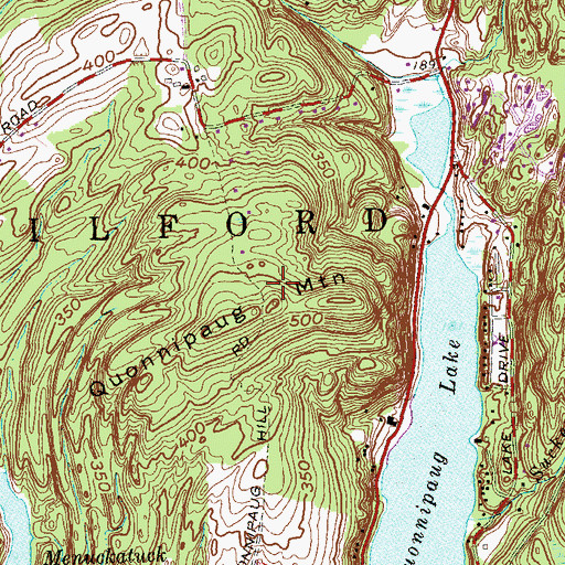 Topographic Map of Quonnipaug Mountain, CT