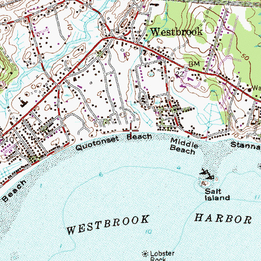 Topographic Map of Quotonset Beach, CT