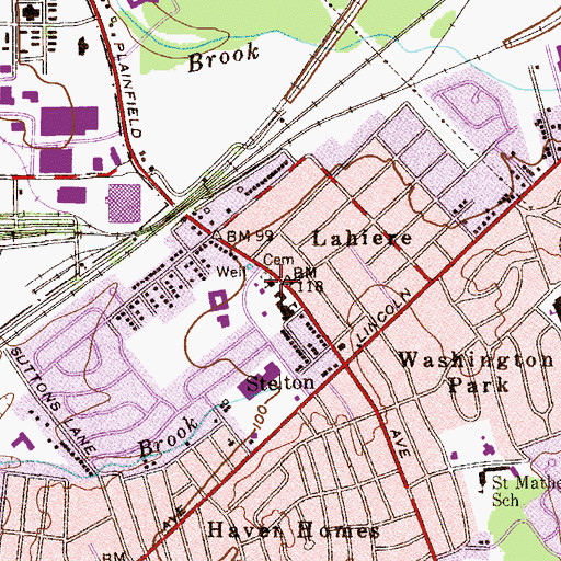 Topographic Map of Stelton Baptist Church, NJ