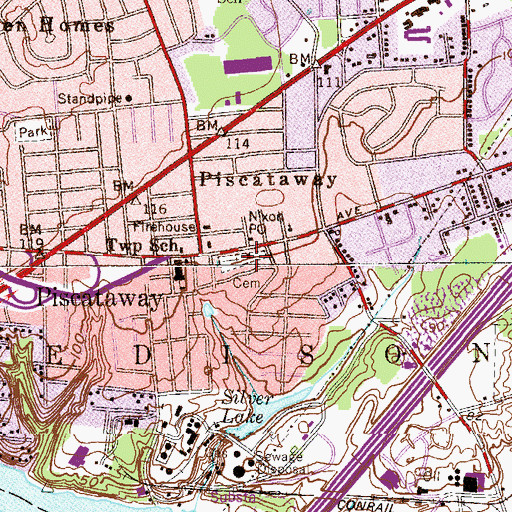Topographic Map of Saint James Episcopal Church, NJ