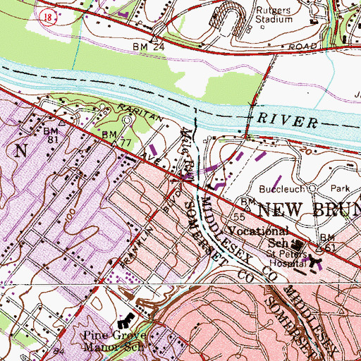 Topographic Map of Saint Sharbel Maronite Church, NJ