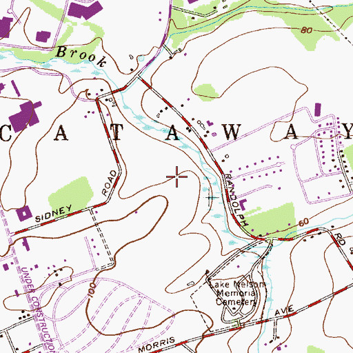 Topographic Map of Raritan Landing Golf Course, NJ