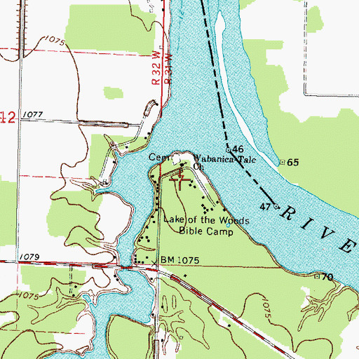 Topographic Map of Wabanica Post Office (historical), MN