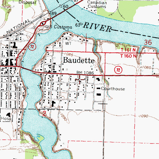 Topographic Map of Spooner Post Office (historical), MN