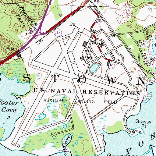 Topographic Map of Charlestown Naval Auxiliary Air Station (historical), RI