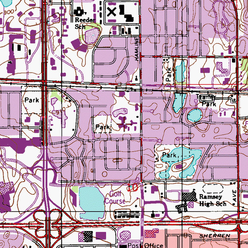 Topographic Map of Pocahontas Park, MN