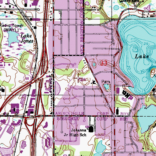 Topographic Map of Hazelnut Park, MN