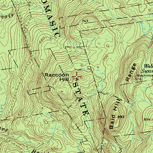 Topographic Map of Raccoon Hill, CT