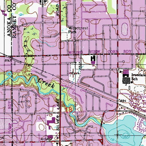 Topographic Map of Sunnyside Park, MN
