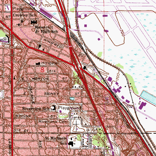 Topographic Map of Bluff Park, MN
