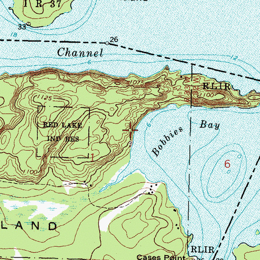 Topographic Map of Oak Island Post Office, MN