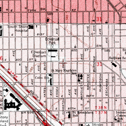 Topographic Map of Zion Temple Church of Christ, IL