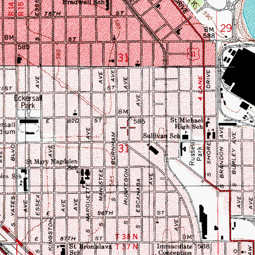 Topographic Map of Restoration Tabernacle Church, IL
