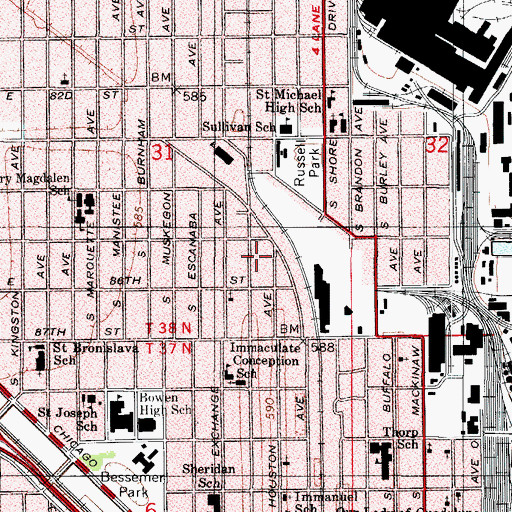 Topographic Map of Cornerstone Church of Chicago, IL