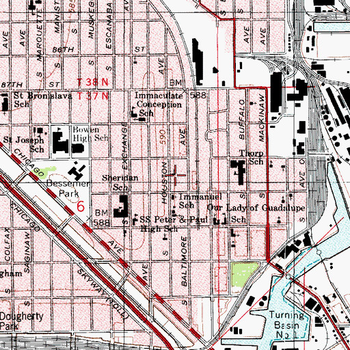 Topographic Map of All Saints Pentecostal Church, IL