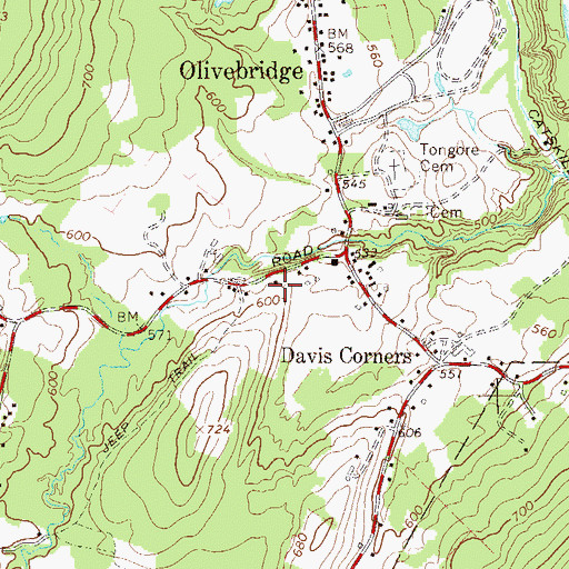 Topographic Map of Olive Bridge School (historical), NY