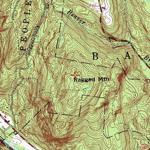 Topographic Map of Ragged Mountain, CT