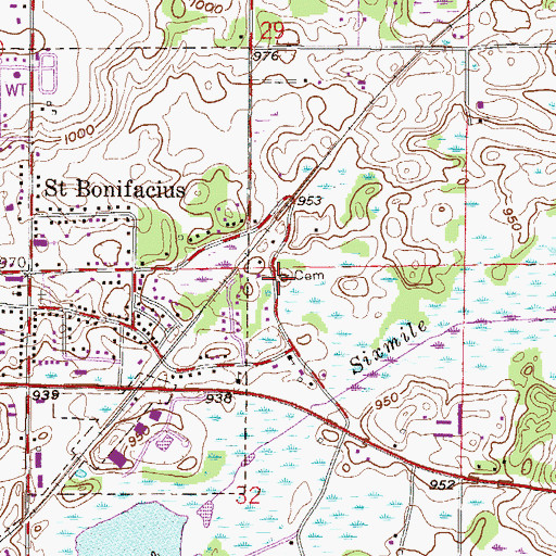 Topographic Map of Minnetrista Baptist Cemetery, MN