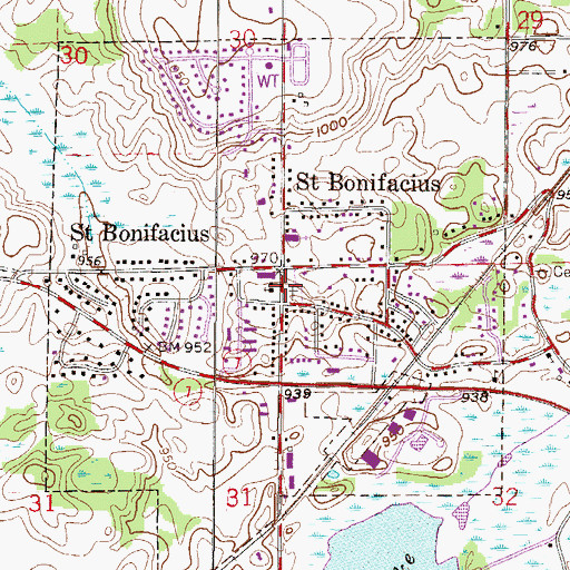 Topographic Map of Saint Bonifacius Catholic Cemetery, MN