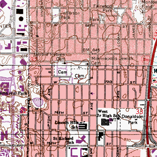 Topographic Map of B'Nai Emet Cemetery, MN