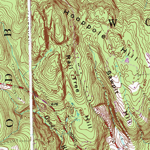 Topographic Map of Rail Tree Hill, CT