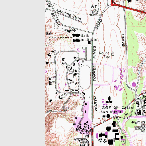 Topographic Map of Camp Callan (historical), CA