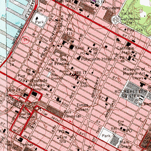 Topographic Map of Congregation Ezrath Israel, NY