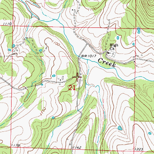 Topographic Map of High Post Office (historical), AR