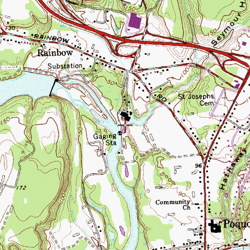 Topographic Map of Rainbow Brook, CT
