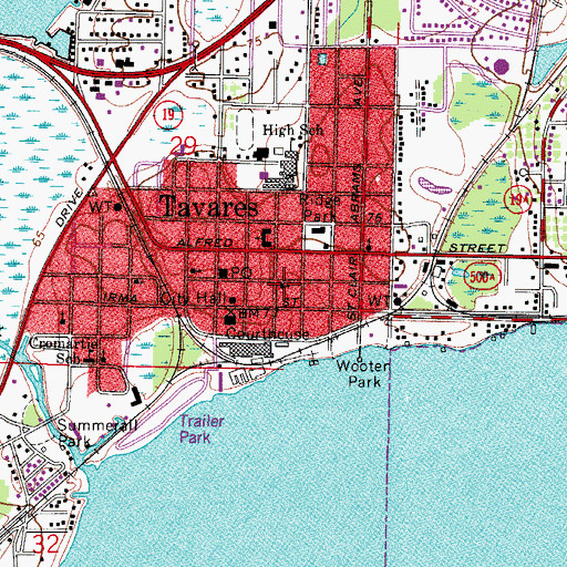 Topographic Map of First Baptist Church, FL