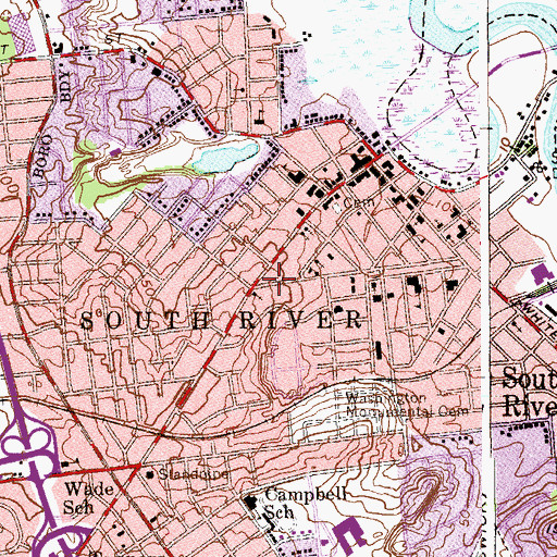 Topographic Map of Tabernacle Baptist Church, NJ