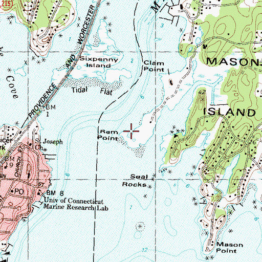 Topographic Map of Ram Point, CT