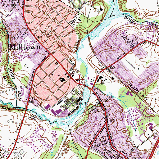 Topographic Map of Milltown United Methodist Church, NJ