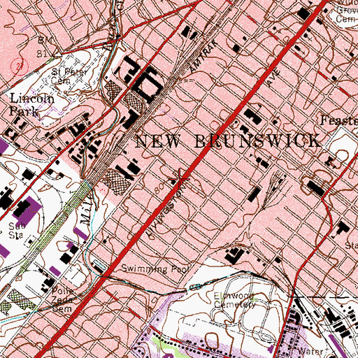 Topographic Map of Seventh Day Adventist Church, NJ