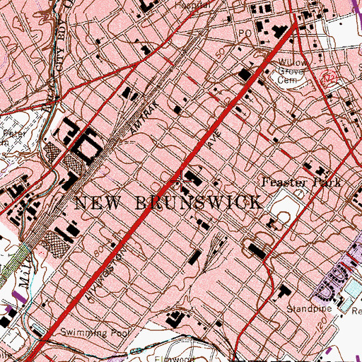 Topographic Map of Anshe Emethodist Memorial Temple, NJ