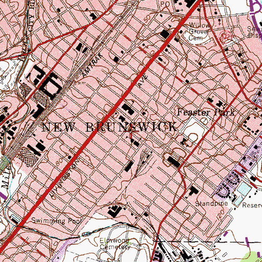 Topographic Map of Saint Alban's Episcopal Church, NJ