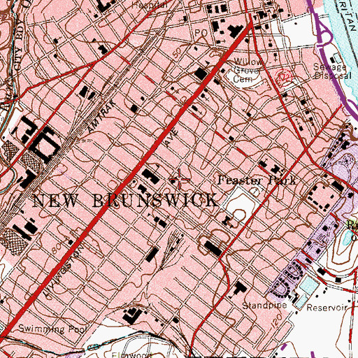 Topographic Map of Ebenezer Baptist Church, NJ
