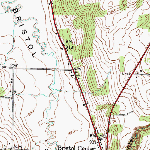 Topographic Map of Bristol Valley Church, NY