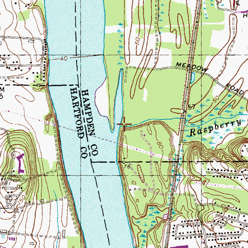 Topographic Map of Raspberry Brook, CT