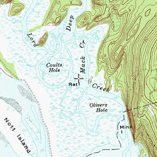 Topographic Map of Rat Island, CT
