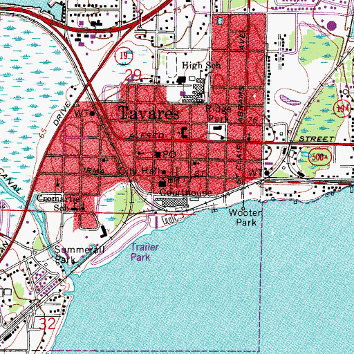 Topographic Map of Lake County Administration Building, FL